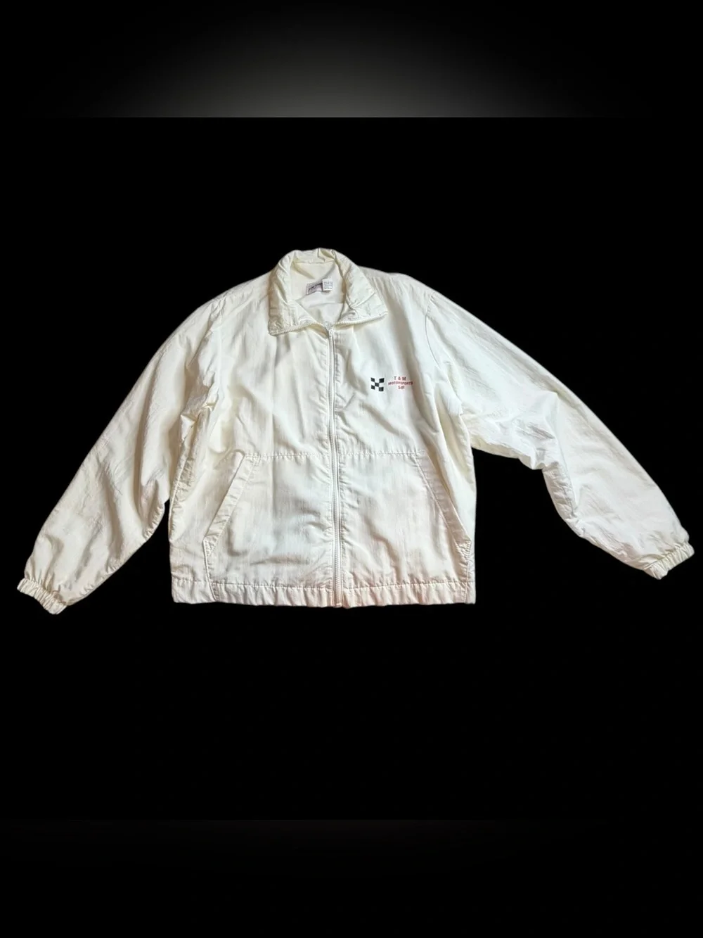 Vintage 80s T&M Motorsports Windbreaker Jacket White Size Large Four Seasons